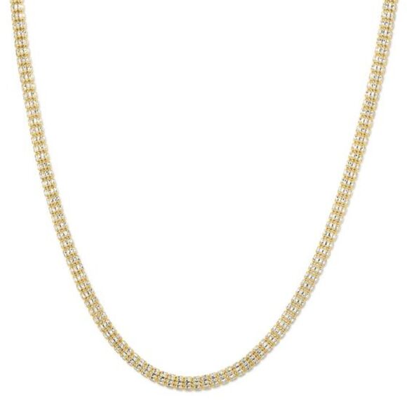 14kt Gold Two Tone Finish 4.25mm Fancy Ice Chain with Lobster Clasp - Picture 3 of 3